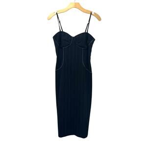 Arden B Black Pinstripe Midi Dress Office Siren Y2K Party Sz S